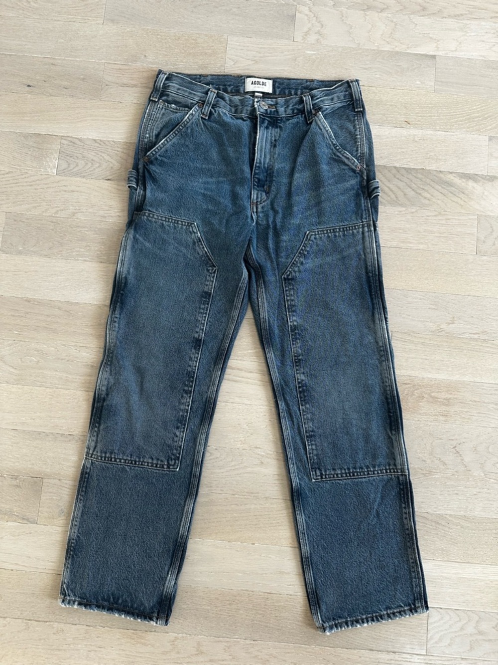 Agolde Washed Dark Blue Carpenter Ankle Jeans